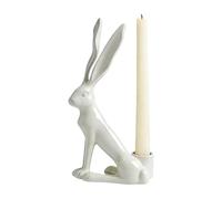 Bunny Pillar Candle Holder - Resin Craft Spring Home Decor | Easter Candlesticks For Table Centerpiece Fireplace Mantel Holiday, Rabbits Statues Figures Farmhouse Kitchen Dining Room Decoration Set