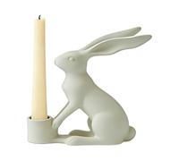 Bunny Pillar Candle Holder - Resin Craft Spring Home Decor | Easter Candlesticks For Table Centerpiece Fireplace Mantel Holiday, Rabbits Statues Figures Farmhouse Kitchen Dining Room Decoration Set