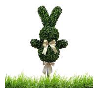 Bunny Plant - UV Resistant Faux Rabbit Greenery with White Bow, Artificial Bunny Shaped Tree with Realistic Moss Texture, Seasonal Topiary Decoration, Ideal for Adding Charm To Your Outdoor Porch