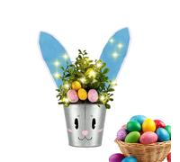 Bunny Planter Pot for Easter - Lighted Spring Decoration, Adorable Holiday Ornament Flower Holder, Festive Cute Rabbit Display for Seasonal Atmosphere | Indoor Outdoor Home Living Room Yard Garden Bal