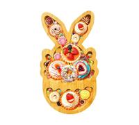 Bunny Plates - Wooden Divided Fruit Tray | Cute Natural Wooden Container For Snacks, Fruits, And Candies, Ideal For Outdoor Travel, Christmas, Birthday Parties, Events, Pistachios, Watermelon, Cherrie