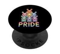 Bunny Rabbit Bandera del Orgullo Gay Arco Iris Desfile Mes aliado PopSockets PopGrip Adhesivo