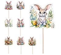Bunny Rabbit Cupcake Topper, Bunny Cupcake Picks - 8 estilos lindos de elección de comida de conejo - Decoraciones de pastel Party Cupcake Topper para el tema de Pascua Cumpleaños de primavera