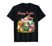 Bunny Riding Bike Happy Easter Egg Hunt Christian Holiday Camiseta