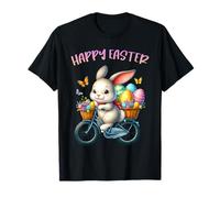 Bunny Riding Bike Happy Easter Egg Hunt Christian Holiday Camiseta