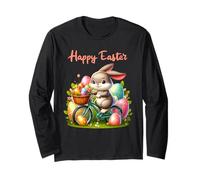 Bunny Riding Bike Happy Easter Egg Hunt Christian Holiday Manga Larga