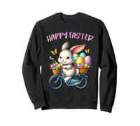 Bunny Riding Bike Happy Easter Egg Hunt Christian Holiday Sudadera
