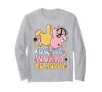 Bunny Saying Don't Worry Be Hoppy Rabbit Pun Manga Larga