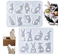 Bunny Silicone Mold - 2 Pieces Easy Release DIY Craft Supplies, 3D Easter Bunny Molds | Flexible Heat-Resistant Silicone Molds For Soap Candle Wax Epoxy Resin Home Decor Art Projects