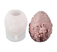 Bunny Silicone Mold, 3D Cartoon Egg Mould, 7.9x6.8x8cm/3.11x2.68x3.15 inches Easter Candle Fondant Shaping Tool, Flexible Non-Stick Design for Kids Craft, Baking, Party Decor
