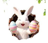 Bunny Stickers, Ripped Easter Decal, Toilet Seat Graphics, Waterproof Vinyl Cling, Easy Application Holiday Accent, Seasonal Decorations, Fun Rabbit Print for Spring Garden Photo