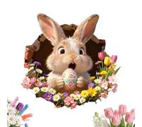 Bunny Stickers, Ripped Easter Decal, Toilet Seat Graphics, Waterproof Vinyl Cling, Easy Application Holiday Accent, Seasonal Decorations, Fun Rabbit Print for Spring Garden Photo