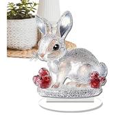Bunny Table Decor, Crystal Rabbit Acrylic Indoor 5,94 x 3,15 in Rustic Easter Bunny Centerpiece, Farmhouse Tiered Tray, Home Tabletop for Seasonal Decor