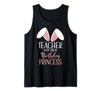 Bunny Teacher of The Birthday Princess Matching Family Camiseta sin Mangas