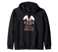 Bunny Teacher of The Birthday Princess Matching Family Sudadera con Capucha