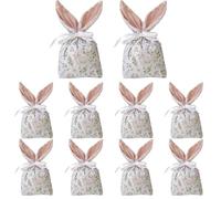 Bunny Treat Bag Kit - Easter Gift Pouches, Drawstring Candy bags| Cute Rabbit Ear Favour bagsSet, 10 Piece Flannel Party bagswith Reusable Soft Material for Celebration Wedding Birthday Gathering