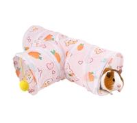Bunny Tunnels for Rabbits, Plegable Pet Tunnel with Play Ball, Interactive and Comfortable Resting Pipe House for Rabbits, Herrets, Hamsters, Chinchillas, Hedgehogs, Pink