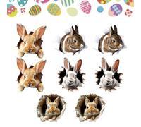 Bunny Wall Decals - Rabbit Sticker Decor Art, Hardwearing Vinyl Sheets, Adhesive Rabbit Graphic Art Decor Set | Easter Party Decoration For Home Kids Nursery Bathroom