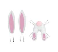 Bunny Wreath Attachment - 2 Pcs Easter Bunny Ears And Butt Set For DIY Wreaths, Plush Poseable Easter Decor With Wire Inserts, Spring Holiday Door Decoration For Home & Party | Wreath Not Included