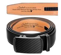 Bunnycool Cinturón de cuero para hombre, grabado personalizado, con texto en inglés "I Sucked It So Its Mine", con trinquete deslizante para marido, regalo de boda, Negro, 30-36 Inch