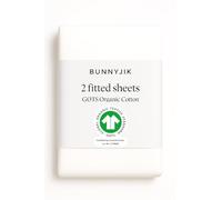 Bunnyjik GOTS Organic - 2 sábanas bajeras para bebé, sedosas, suaves (blanco + blanco, 40 x 76 cm)
