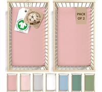 Bunnyjik Orgánico Sábana Bajera Cuna 60x120 de Algodón 190GSM Extra Gruesa, Certificada Gots - Juego de 2 Sábanas Cuna 60x120 / 120x60 - Suaves, Transpirables, Ajustables, Lujosas