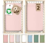 Bunnyjik Orgánico Sábana Bajera Cuna 70x140 de Algodón 190GSM Extra Gruesa, Certificada Gots - Juego de 2 Sábanas Cuna 70x140 / 140x70 - Suaves, Transpirables, Ajustables, Lujosas
