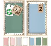 Bunnyjik Orgánico Sábana Bajera Minicuna 50x100 de Algodón 190GSM Extra Gruesa, Certificada Gots - Juego de 2 Sábanas Cuna 50x100 - Suaves, Transpirables, Ajustables, Lujosas