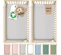 Bunnyjik Orgánico Sábana Bajera Minicuna 50x100 de Algodón 190GSM Extra Gruesa, Certificada Gots - Juego de 2 Sábanas Cuna 50x100 - Suaves, Transpirables, Ajustables, Lujosas
