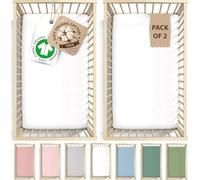 Bunnyjik Orgánico Sábana Bajera Minicuna 50x100 de Algodón 190GSM Extra Gruesa, Certificada Gots - Juego de 2 Sábanas Cuna 50x100 - Suaves, Transpirables, Ajustables, Lujosas
