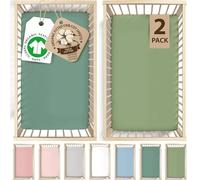 Bunnyjik Orgánico Sábana Bajera Minicuna 53x80 de Algodón 190GSM Extra Gruesa, Certificada Gots - Juego de 2 Sábanas Cuna 51x85 - Suaves, Transpirables, Ajustables, Lujosas