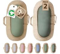 Bunnyjik Orgánico Sábana Bajera Moisés 28x74 Ovalada de Algodón 190GSM Extra Gruesa, Certificada Gots - Juego de 2 Sábanas Capazo - Suaves, Transpirables, Ajustables, Lujosas