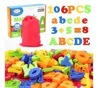 BunnyJOY 106 Piezas Letras Magnéticas Números para Niños, Juguetes Magnéticos para Refrigeradores de Colores, Adecuados para el Aprendizaje Infantil, Ortografía, Conteo de Juguetes Educativos