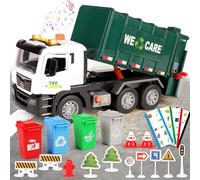 BunnyJOY Camión de Basura Juguete, Camiones de Juguete para Niños 2 3 Años con Luces y Sonidos, Fricción, Camión Reciclaje Grand, Cumpleaños 4 5 6 Años, Verde