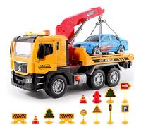 BunnyJOY Camión de Juguete para Niños de 3 Años, Camiones de Juguete con Remolque Grande, Inercia, Luces y Sonidos, Regalo de Cumpleaños para Niños 4 5 6 años