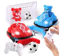 BunnyJOY Coches Teledirigidos para Niños 3-8 Años, 2 Piezas Coches de Choque RC con Luces, Música, Muñeco Eyectable y Modo Fútbol, Juguete Interactivo Regalo Infantil