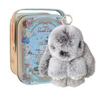 Bunnylulu Keychain - Bunny Lulu Keychain - Cute Bunny Keychain With Exquisite Box, Bunny Keychain Plush,Bunny Keychain Cute Soft Artificial fur Keychain Car Handbag Keyring (Light Gray)
