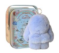 Bunnylulu Keychain - Bunny Lulu Keychain - Cute Bunny Keychain With Exquisite Box, Bunny Keychain Plush,Bunny Keychain Cute Soft Artificial fur Keychain Car Handbag Keyring (Light Blue)