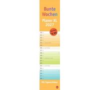 Bunte Wochen Langplaner XL 2027: Streifenkalender 2027 - praktisches Format, um nie den Überblick zu verlieren, in coolem Design. Länglicher Kalender für Büro oder zu Hause