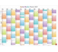 Bunte Wochen Posterplaner 2027: Immer alle Termine im Blick mit dem großen Jahresplaner für die Wand. Neutraler Kalender: das ganze Jahr auf einem Poster
