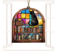 Buntglas Katzenanhänger - Erinnerungs Acryl Fensterdeko Katze | Handgefertigtes Kunstglas Ornament für Wand Fenster Balkon Garten Zimmer Dekoration Andenken Tierfreunde