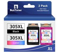 BunToner 305xl Compatible con Cartucho Tinta Impresora HP 305 XL Negro y Color Pack con HP deskjet 2720e 2710 2720 4120e 4122e Envy 6020 6010(2-Pack)