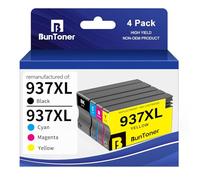 BunToner 937 XL Cartuchos de impresora compatibles con HP 937XL Multipack para HP OfficeJet Pro 9120e 9122e 9720e 9730e 9117b 9110b 9120b 9130b (4 unidades)