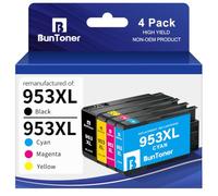 BunToner 953XL Cartuchos de Tinta compatibles con HP 953 XL para impresoras HP Officejet Pro 7720 7740 7730 8210 8218 8740 (Negro, Cian, Magenta y Amarillo, 4P)
