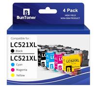BunToner LC521 Compatible para Brother LC521 para Brother DCP-J1260W J1310DW J1313DW J1360DW J1460DW (4-Pack)
