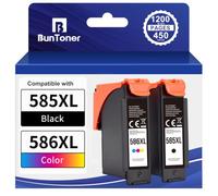 BunToner PG-585XL CL-586XL - Cartuchos de tinta compatibles con impresora Canon TS7650i TS7750i TS7750i (2 unidades)