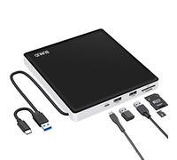 BUNUD Unidad Externa de CD y DVD, USB 3.0 y Tipo C, grabadora de CD/DVD RW ROM con SD/TF y 2 USB, Reproductor de DVD óptico Delgado para Laptop, PC, Windows 11/10, Mac, MacBook Pro, Air, iMac y Apple