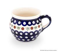 Bunzlauer keramik Taza grande de Bohemia con forma de bola XL - 420 ml - Taza de café redonda grande y taza de té (decoración 41)