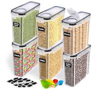 BUOAZR 2.5L Botes Cocina Almacenaje 6 Piezas, Sin BPA, Recipientes para Alimentos de Plástico de Alimentos Sellados con Tapa, Contenedores Herméticos para Almacenar Cereales, Pasta, Arroz, Harina