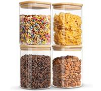 BUOAZR 4pcs Tarros de Cristal con Tapa, 1100ml Frascos de Vidrio Herméticos, Botes Cristal Tarros Especias Apilable, Botes Cocina Almacenaje Cristal para Almacenaje Pasta, Cereales, Harina, Merienda